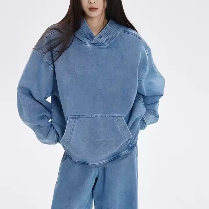 Picture of 2025 Custom Vintage French Wool Super Dalian Premium Hoodie for Women Blank Jogger Hoodie with Vintage Wash Women's Sweatshirts
