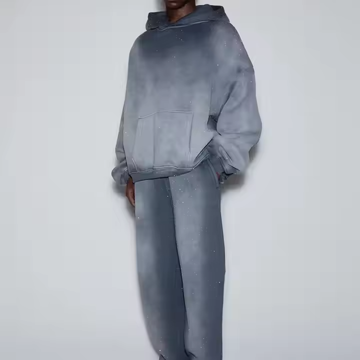 Picture of High Quality Custom Washed Hoodie Sweatpants Two-piece Fashion Retro Unisex Sportswear Suit