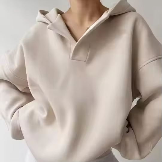 Picture of Europe United States Women's Casual Winter Velvet V-Neck Long Sleeve Foundation Hooded Knit Sweater Printed Plush Hooded V-Neck