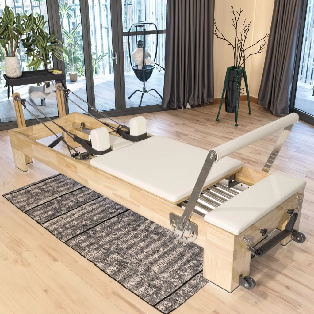 Picture of Oak Wood Pilates Bed Reformer Machine Cadillac Barrel Chair Spine Corrector Premium Pilates Reformer Kit 